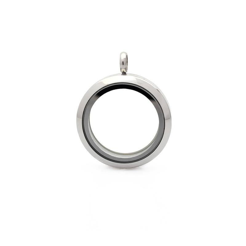 Gawu caja de acero inoxidable redonda de cristal caja de la foto cinabrio COLLAR COLGANTE hombres y mujeres Universal de múltiples tamaños disponibles