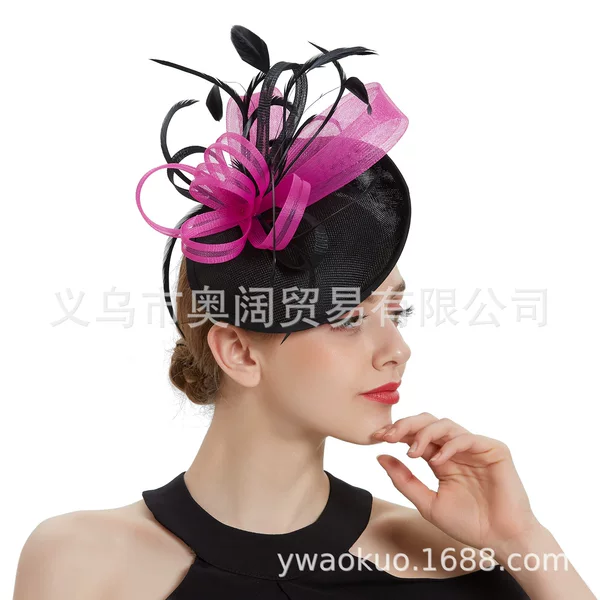 European and American gauze feather headdress wedding vintage headdress Christmas small hat horse racing party party party hair accessories cross border
