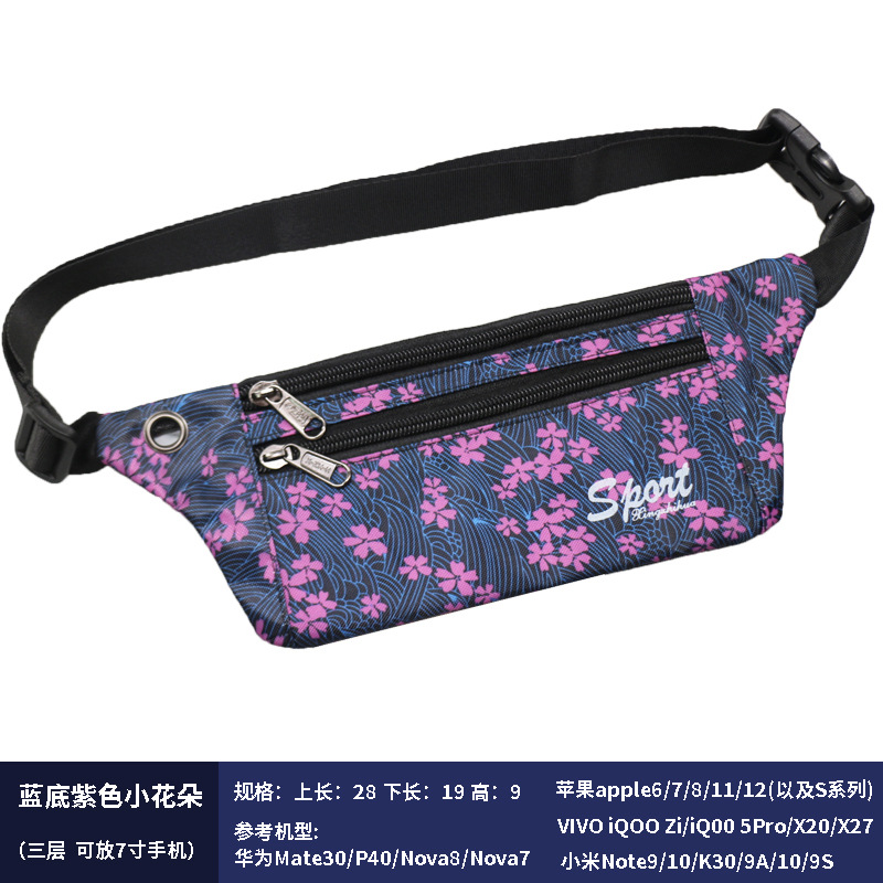 Blue background with small purple flowers
