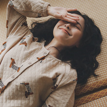 珍贵79-卡通睡衣女秋冬季空气层夹棉加厚可外穿超大码家居服套装