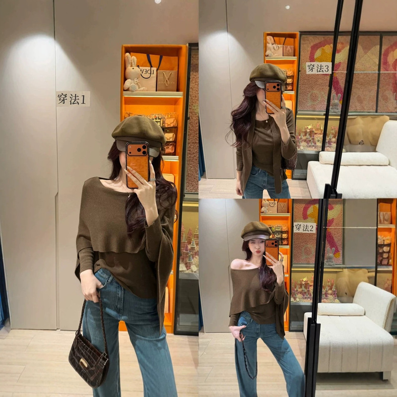 2026 new style one-shoulder knit sweater for women, featuring a slimming effect, ruffled cape design, and a chic, elegant look, perfect for work 2026 new style one-shoulder knit sweater for women, featuring a slimming effect, ruffled cape design, and a chic, elegant look, perfect for work