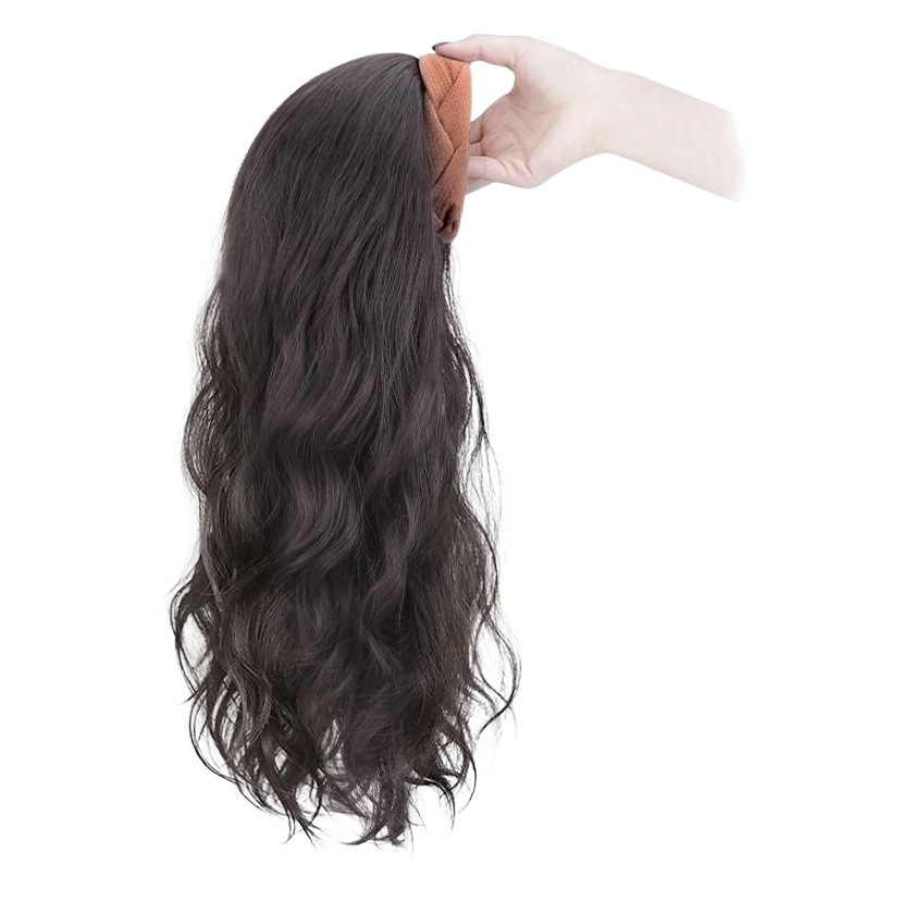 Tiktok Venta caliente diadema peluca mujer de una pieza de moda natural media cabeza cubierta simulación aumento de cabello cubierta de cabeza completa pelo largo y rizado