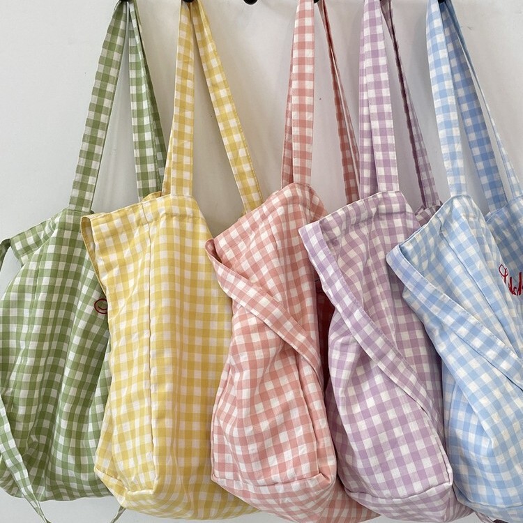 5494 Sweet Plaid Cloth Bag 2025 New Lazy Style Large Capacity Student Class Shoulder Crossbody Tote Bag 5494 Sweet Plaid Cloth Bag 2025 New Lazy Style Large Capacity Student Class Shoulder Crossbody Tote Bag