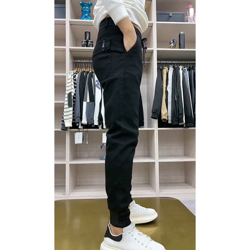 Jean décontracté coupe slim pour le printemps, pantalon élastique noir pour homme, tendance et polyvalent, limming et reliure des jambes Harun_voghion.com
