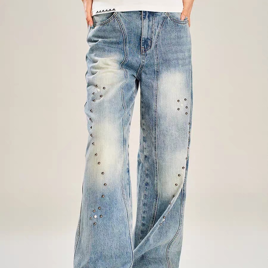 Men's Stylish Minimalist Harajuku Style Trendy Jeans Relaxed Artistic American Vibe_mkmklike.com