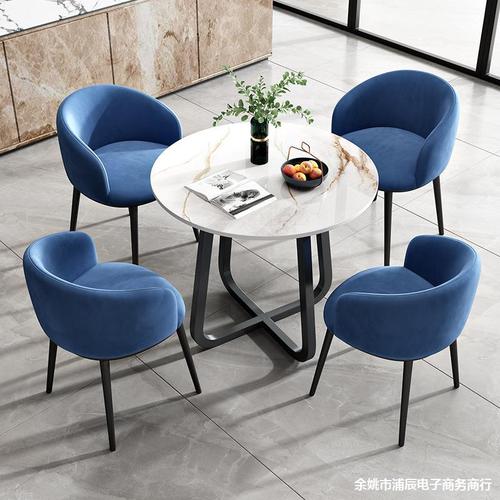 G3YN Minimalist Round Marble Showroom Conference Table Chair Set for Real Estate Office Meeting Table, Luxury Negotiation Reception for Multiple People