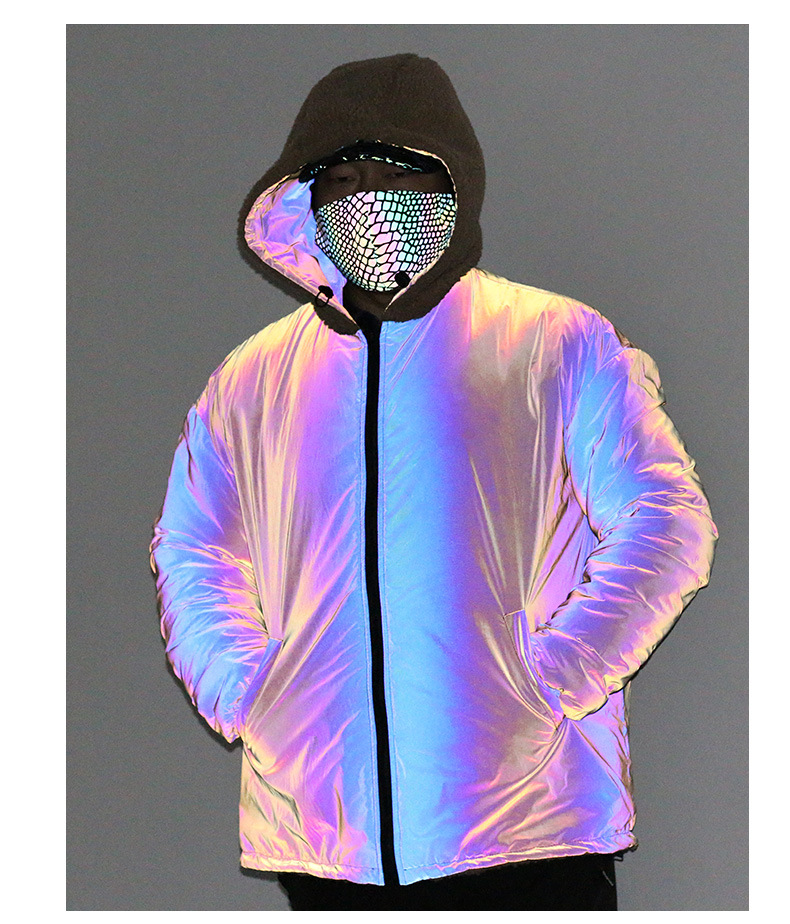 Vêtements pour hommes hiver nouvelle veste réfléchissante colorée en polaire d'agneau double face manteau chaud épais double face_voghion.com