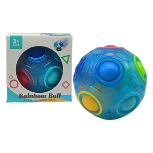 Cross-border fingertip decompression luminous rainbow ball puzzle cube Magic 12-hole ball children's finger pressing toy