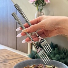 韩式方柄叉不锈钢西餐叉家用长柄牛排叉沙拉意面叉酒店主餐叉子