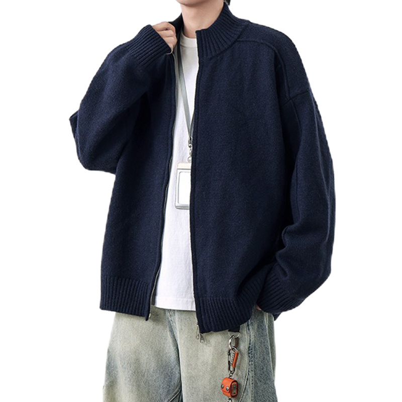 Explosiones transfronterizas de tamaño grande europeo cardigán chaqueta jersey suéter hombre de alta calidad línea textural fábrica al por mayor
