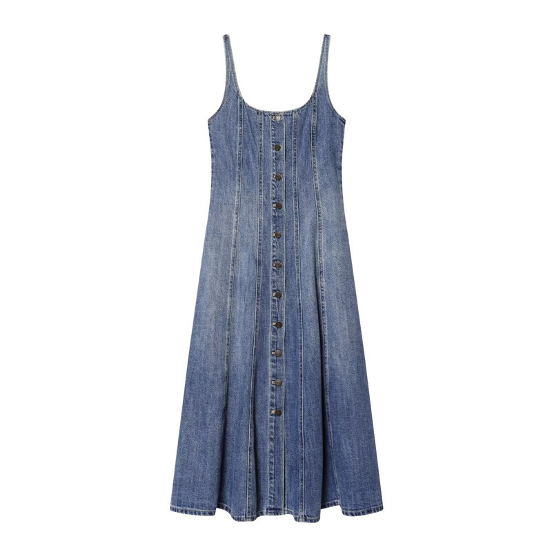 ZA Foreign Trade European and American 2026 Summer New Vintage Style Front Buttoned Strap Dress 1337740 ZA Foreign Trade European and American 2026 Summer New Vintage Style Front Buttoned Strap Dress 1337740