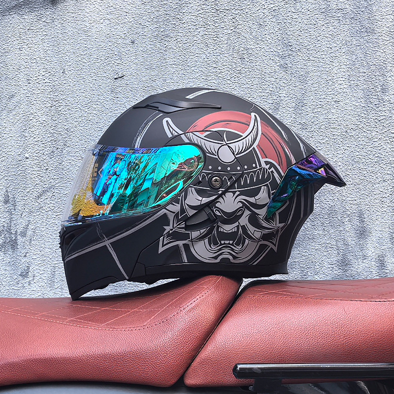 Casco de motocicleta Orz, casco, casco, doble lente, cola grande, motocicleta, casco de carrera, casco, hombres y mujeres, calor de invierno