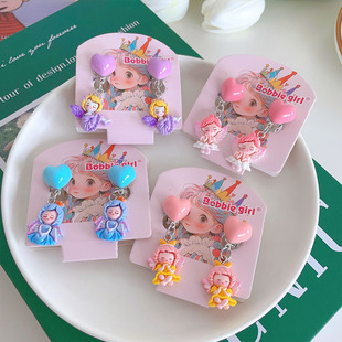 New Little Angel Ear Clip Children's Cute Cartoon Pendant Painless Earrings Baby All-match Earrings Wholesale