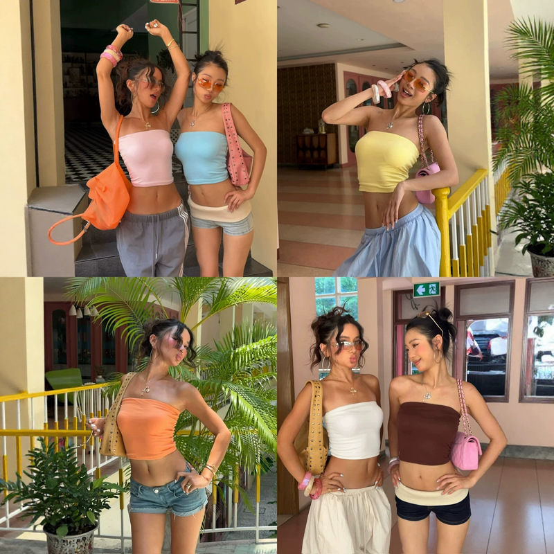 American-style sexy and trendy printed top for women, summer 2026 new sleeveless slim-fit stunning tube top