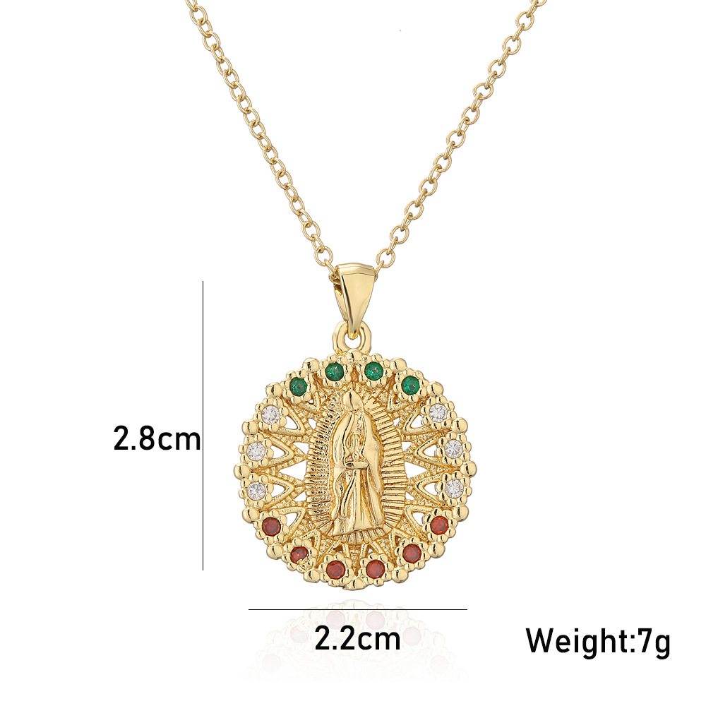 New Religious Jewelry Golden Virgin Mary Necklace Zircon Necklace Female Wholesale display picture 2