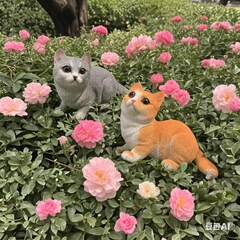 国境を越えた熱い販売かわいい子猫の装飾品フラワーバスケット盆栽フロントデスクリビングルームバルコニーペット樹脂クラフト装飾装飾品