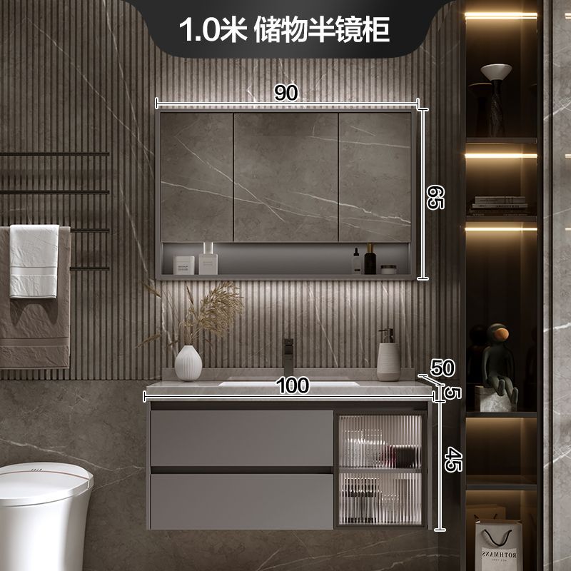 Placa de roca sin fisuras cuenca integrada inteligente gabinete de baño combinación de baño tabla de lavado lavabo