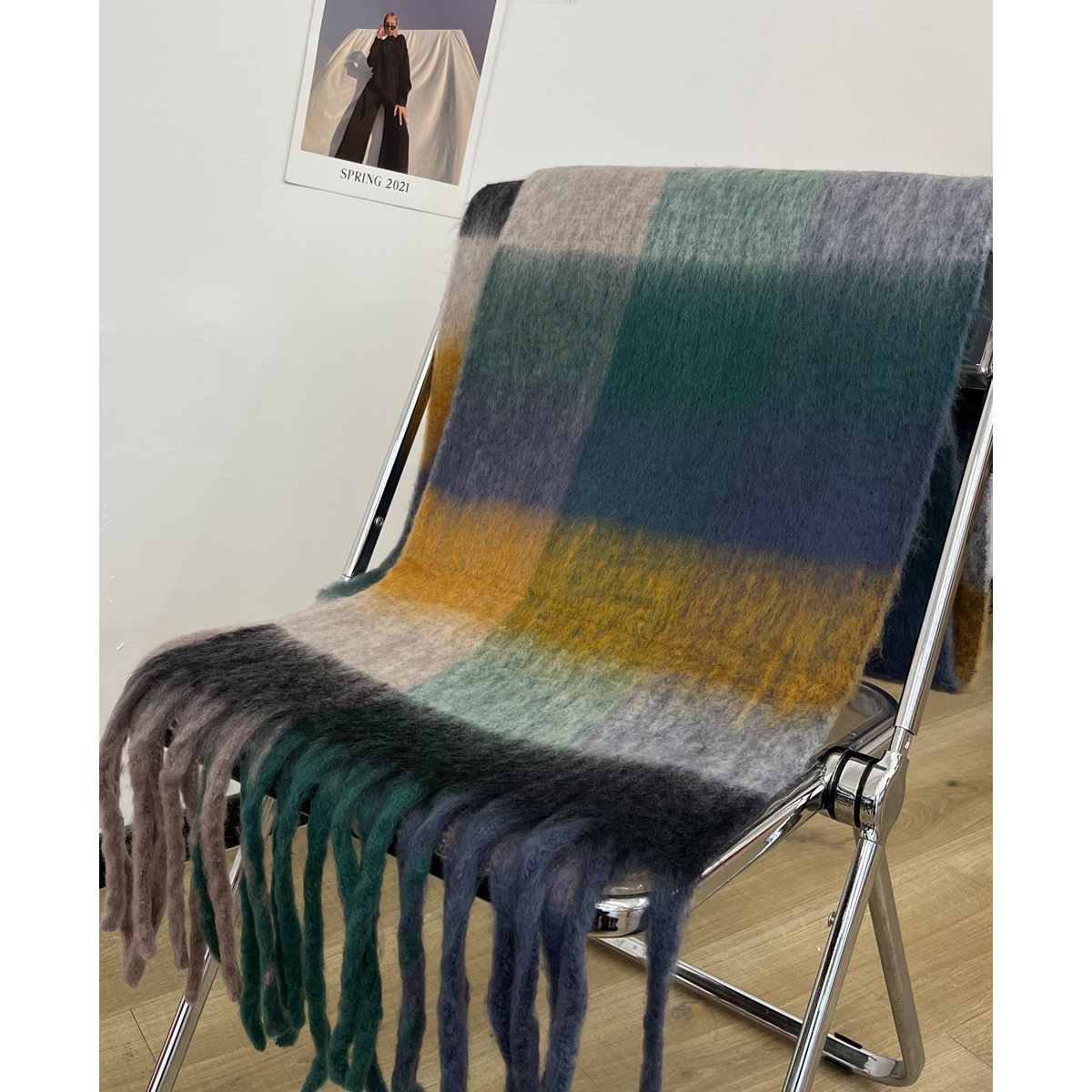 Arco Iris bufanda mujer Otoño e Invierno cachemir ins Plaid todo partido AC mismo chal de doble uso gruesa bufanda cálida moda