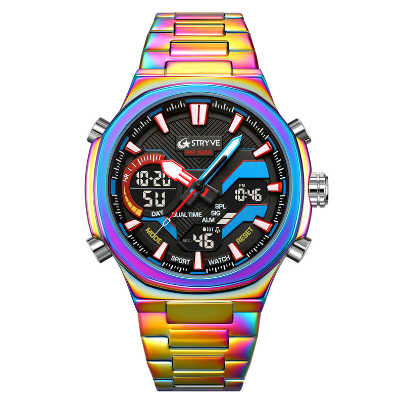 STRYVE hombre reloj deportivo resistente al agua reloj electrónico de cuarzo hombre reloj de pulsera de acero inoxidable reloj electrónico 8033