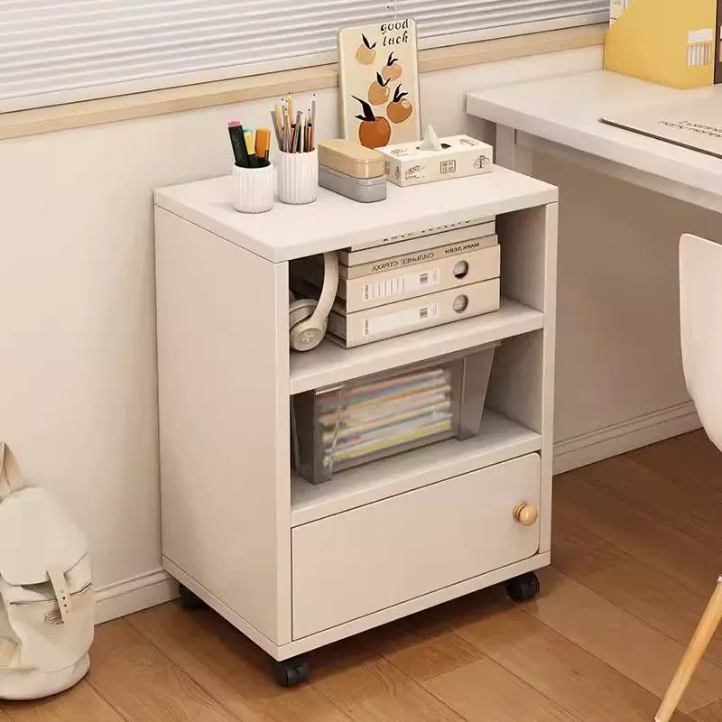 文件柜可移动办公室桌下收纳柜落地小型置物架书桌侧边带轮小柜子