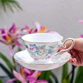 跨境礼盒装骨瓷咖啡杯碟轻奢描金马克杯碟下午茶杯子礼品陶瓷定制