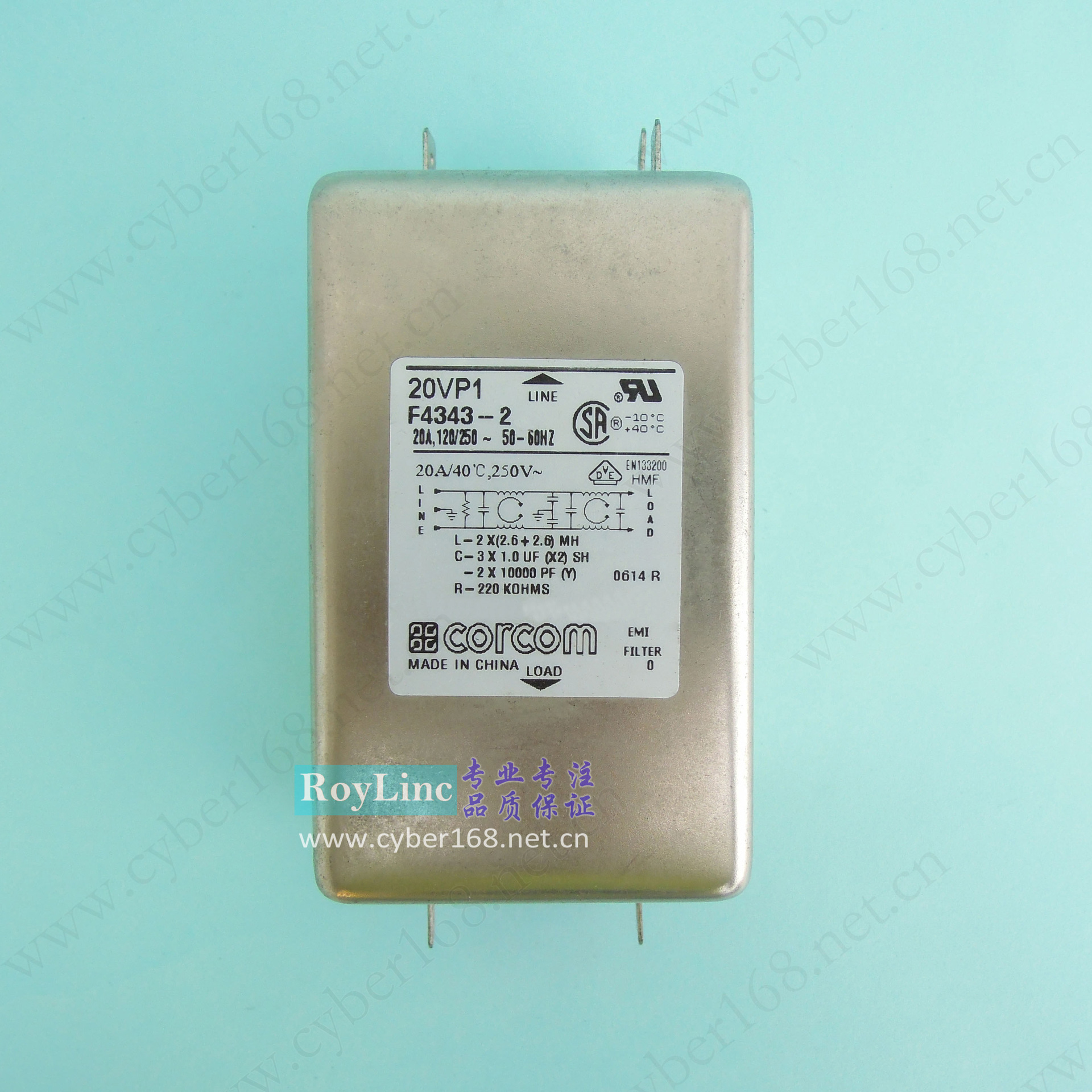 20VP1 VP系列 F7774 6609038-1 Corcom 20A VDE UL CSA IEC滤波器