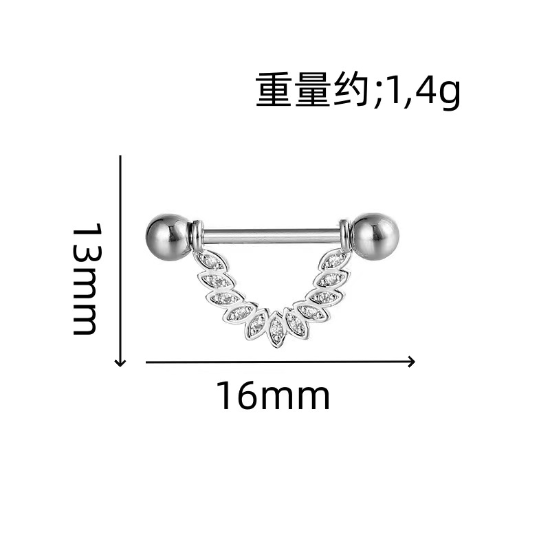 Gold Wing Micro-Inlay CZ Stainless Steel Belly Button Ring Geometric Navel Piercing Jewelry Wholesale detail image 7