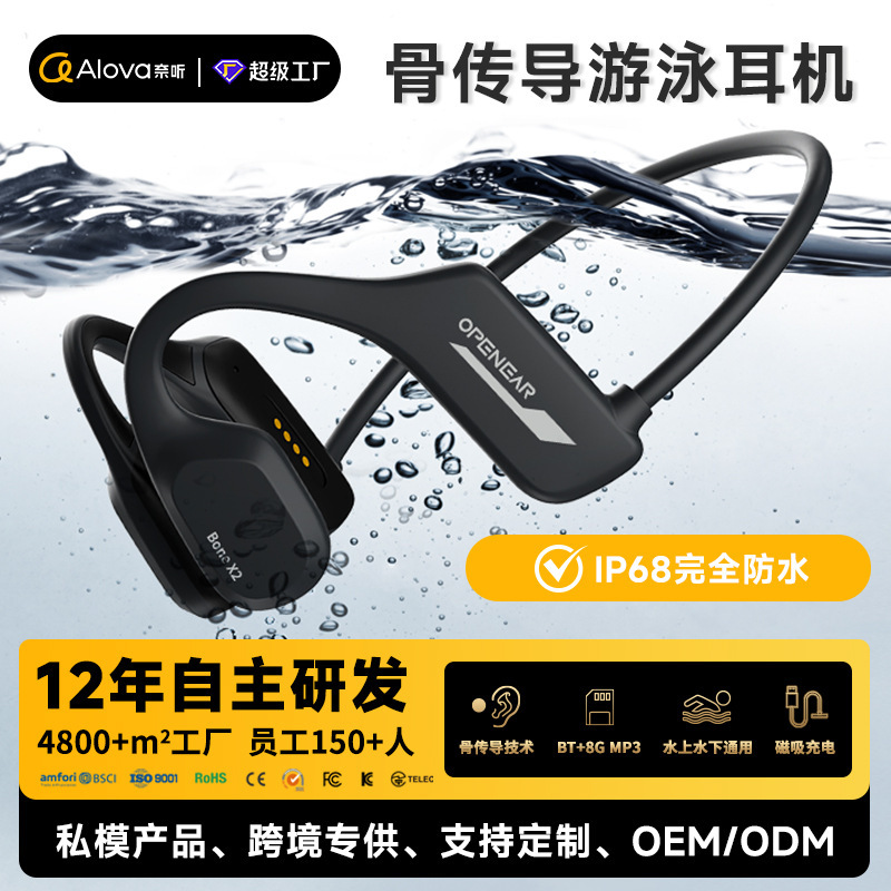 Popular Foreign Trade Bone Conduction Bluetooth Headphones for Outdoor Sports, Cycling, and Swimming, Waterproof Headphones