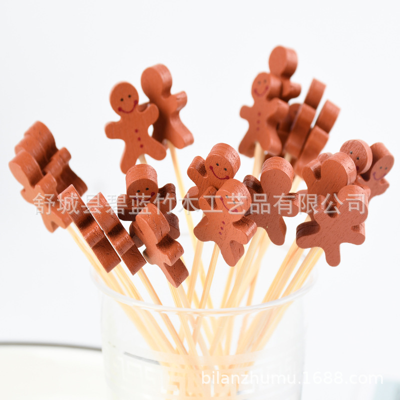 Fabricante al por mayor una vez creativo stick de fruta cactus stick de bambú fijo horquilla sándwich stick creativo