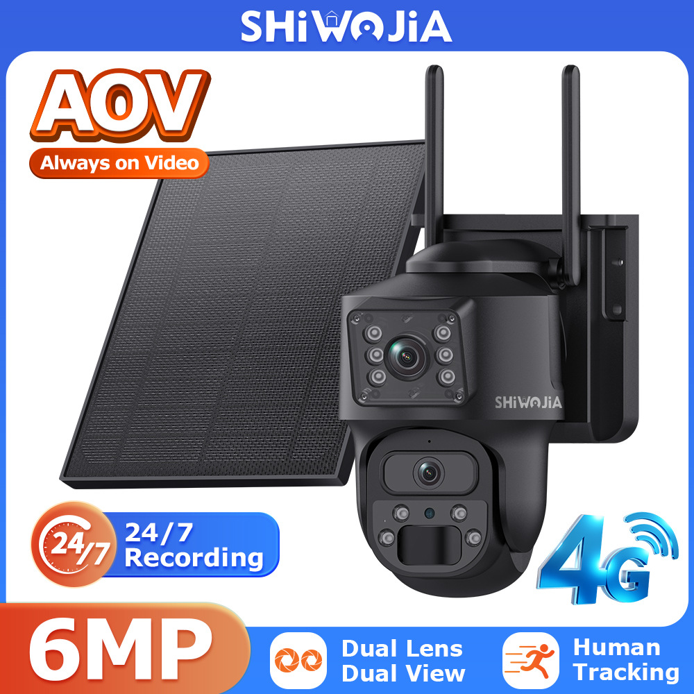 跨境新品AOV太阳能4G低功耗摄像头7*24小时全彩夜视低帧率长录像