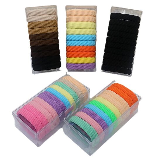 Elegant High Stretch Durable Seamless Hair Rope Rubber Tendon Women's Hair Ring Simple High Paytail Headwear Hair Rope Leather Cover