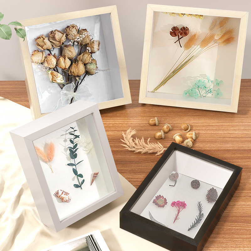 Three-Dimensional Hollow Photo Frame Picture Frame Wholesale Wall Hanging Solid Wood Dried Flower Butterfly Specimen Frame Handmade DIY Table Crafts