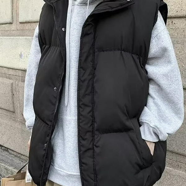 New Oxford Fabric Vest for Men, Winter Warm Ins Trendy Brand Solid Color Loose Versatile Stand Collar Outerwear