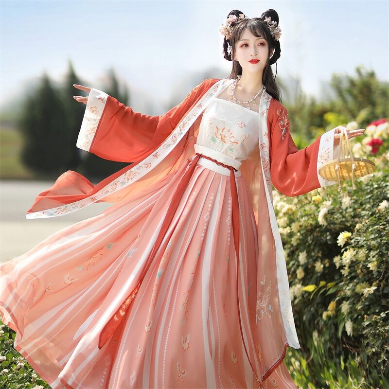 Hanfu Women's Chinese Style Ancient Costsize Fairy Style Elegant Antique Style Chilling Fragrant Pair One-piece Waist-length Super Fairy Vintage Skirt