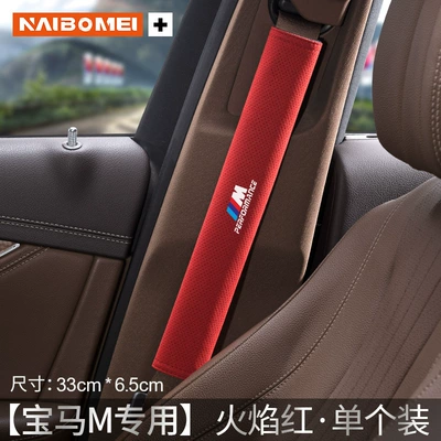 X1X3X4X5X6 car seat belt shoulder guard: Seat belt shoulder pad - bmw-m-white-label-suede-33cm-flame-red-shoulder-cover-single-pack