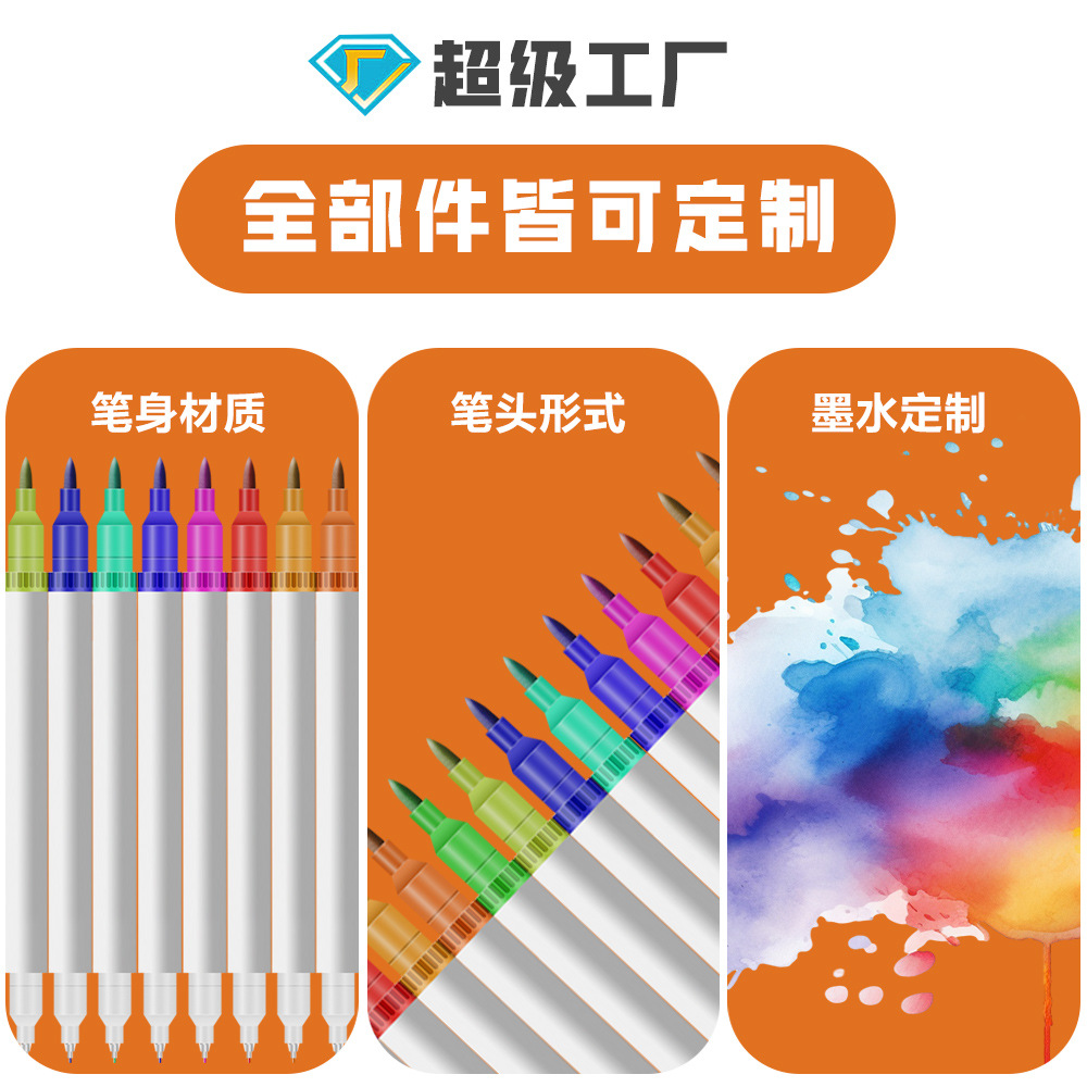 Fuente de fábrica de bolígrafo de acuarela logotipo personalizado etiquetado diseño de pintura conjunto de papelería msds inspección de fábrica de bolígrafo