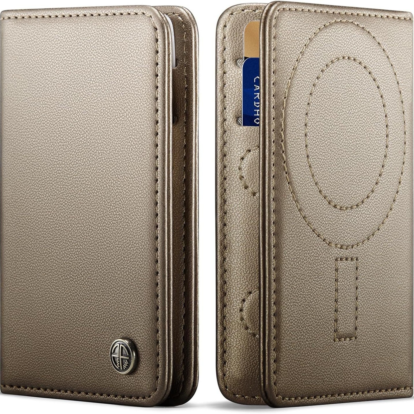 Amazon Magsafe Magnet 2 en 1 bolsa de tarjetas para iPhone RFID cepillo antirrobo de cuero bolsa de tarjetas