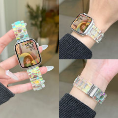 光沢ラジウム彫刻透明樹脂氷河適用小米手環9proバンド8pro赤米watch5/4バンド