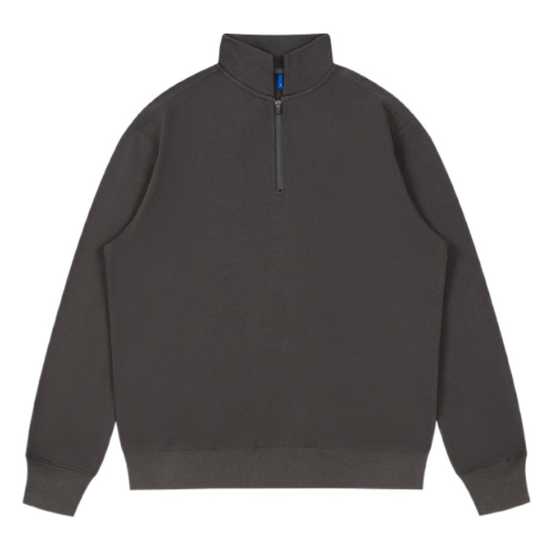 Sudadera con media cremallera para hombres y mujeres, personalizada, de peso pesado, 350g, cuello alto medio, marca de moda, color puro, suéter suelto, sudadera de algodón casual para hombres.