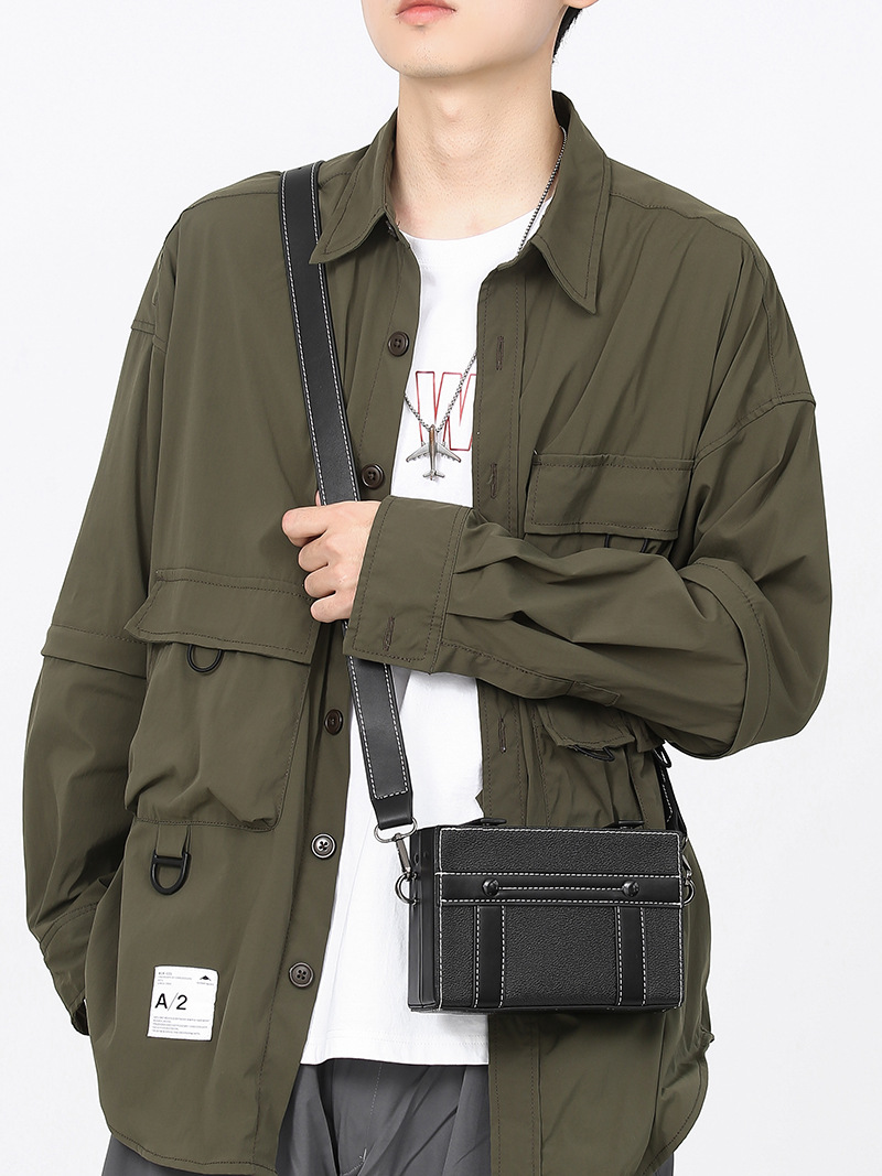 ボックスバッグメンズクロスボディバッグハイエンドの新しい韓国ファッションカジュアルスタイリングバッグパーソナライズされたトレンディなブランド携帯電話バッグ