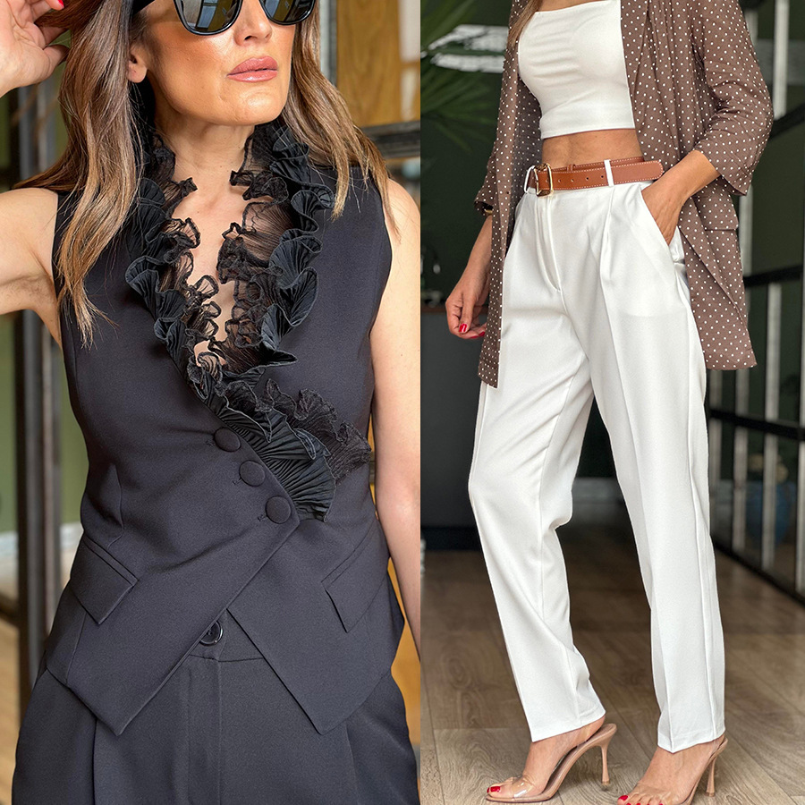 Damenbekleidung Frühjahr und Sommer neue Mode ärmellose Hosenanzug lässige Taschenweste zweiteiliger Anzug für Frauen_voghion.com