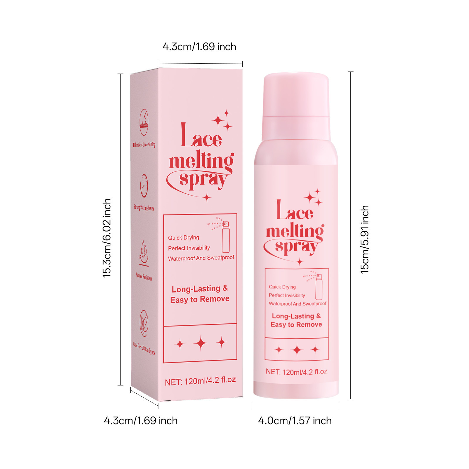 Aerosol adhesivo para pelucas transfronterizas, no estándar, secado rápido, impermeable, anti-transpiración, aerosol adhesivo para cabello fácil de quitar 120ml