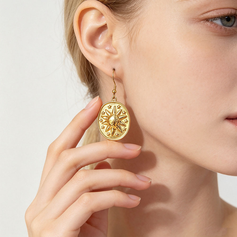 Diseño único retro nicho de alta sensación pendientes de acero inoxidable flores animales pendientes irregulares joyas de lujo ligero