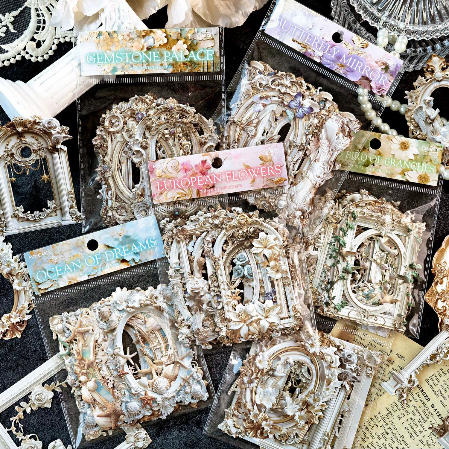 Mo чернила полые рельефные коллажи белые позолоченные золотые серии ретро великолепные границы ручной счет Gumei декоративный материал