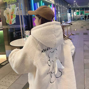 Fleece-Lined Thick Lamb Wool Coat for Girls, Autumn and Winter 2025 New Cute Cotton Jacket for Middle and High School Students