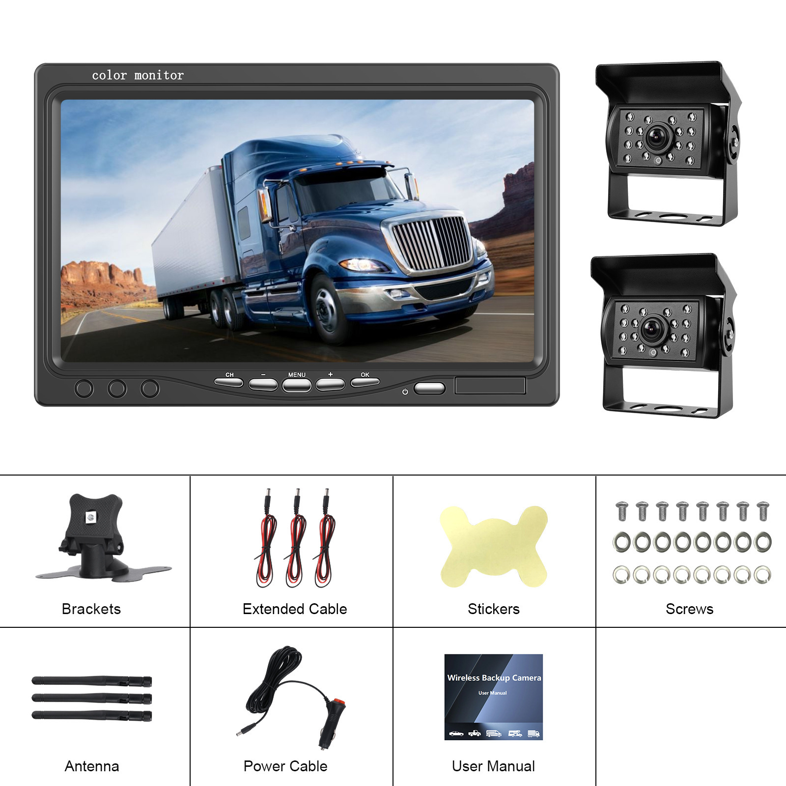7 düymlük avtomobil monitoru və kamera adapteri