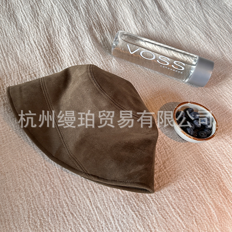 渔夫帽女春秋日系百搭麂皮绒盆帽素颜遮脸水桶帽疏离感帽子质感好|undefined
