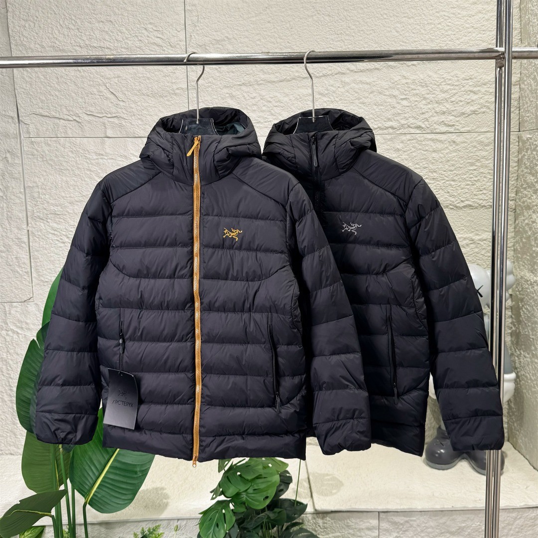 鸟加冬季新款黑金配色排骨棉服连帽户外外套黑金拼色黑色有吊牌