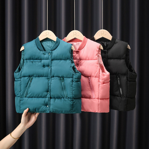 Children's winter down and cotton vest, backless, unisex, for babies, warm, thickened outerwear, jaco, children's clothing