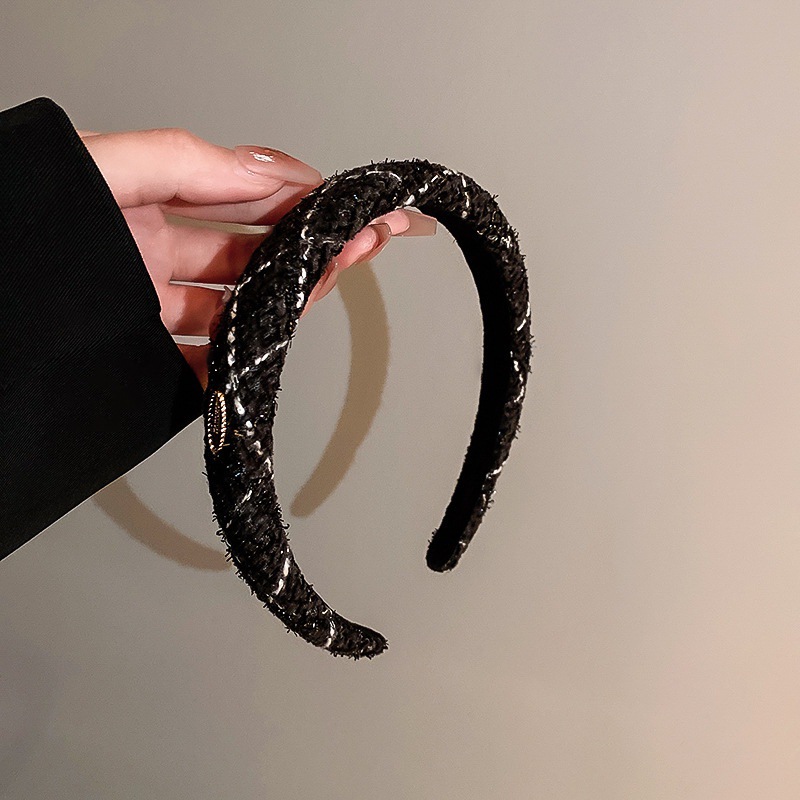 Banda para el cabello con pliegues en la parte superior del cráneo alto, horquilla de lavado de cara negra 2025 nuevo paquete de cabello a presión rojo neto, diadema de todo fósforo para mujeres